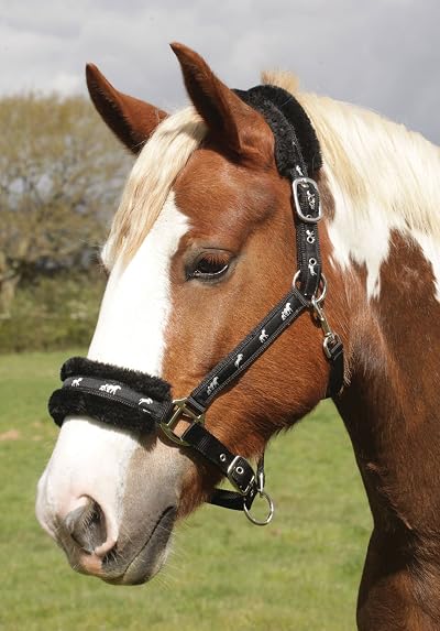 Rhinegold Logo Headcollar fleece trim Pony Black