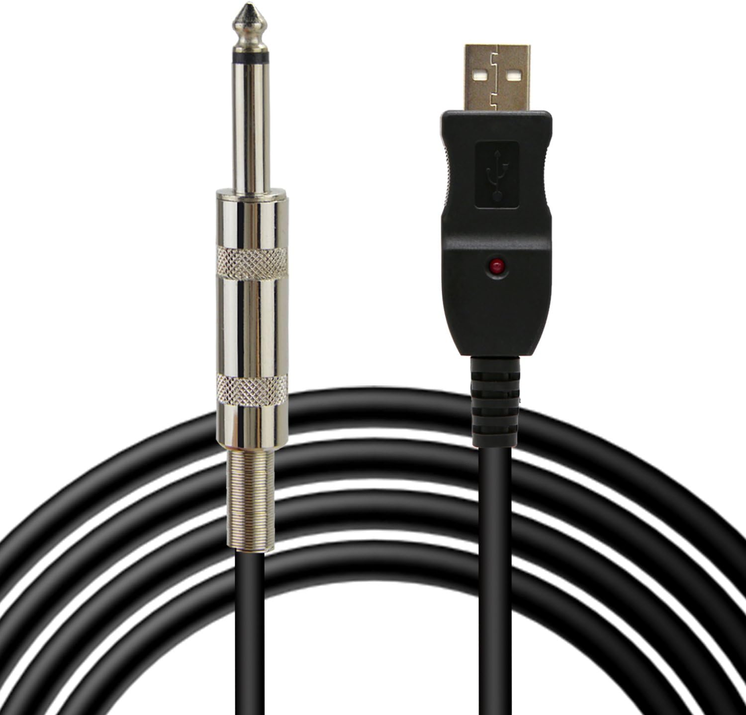 USB Guitar Cable, VAlinks USB Interface Male to 6.35mm 1/4" Mono Male Electric Guitar Cable, Computer Audio Connector Cord Adapter for Music Instrument Recording Singing Etc (3m/10ft)