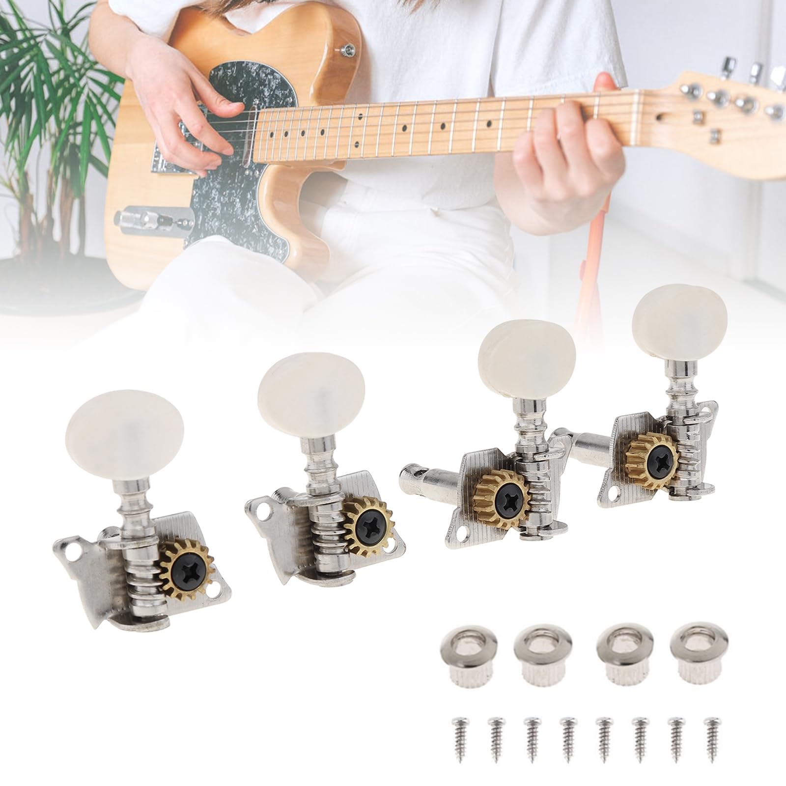 MuzcYM 4pcs 2L2R Acoustic Guitar Tuning Pegs Machine Head Tuners, Guitar String Tuning Pegs Knobs for Electric Acoustic Guitar
