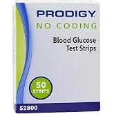 Prodigy 73200 No Coding Blood Glucose Test Strips, Box of 50 Strips