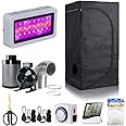 BloomGrow 24''x24''x48'' Grow Tent + 4'' Inline Fan Filter Duct Combo + 300W LED Light + Hangers + Hygrometer + Shears + 24 Hour Timer + Trellis Netting Indoor Grow Tent Complete Kit