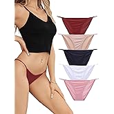 Buankoxy Women's Low-Rise String Bikini Panty Stretch Briefs Sexy Cheeky Underwear 5 Pack