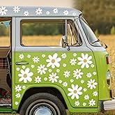 Dinifee 12 Sheets Daisy Stickers 147 Pcs Daisy Flower Car Decals Vinyl Self Adhesive Retro Flower Car Stickers Cling for Bumper Window Laptop Scratch Cover Wall Mirror Truck Decoration(Elegant Style)
