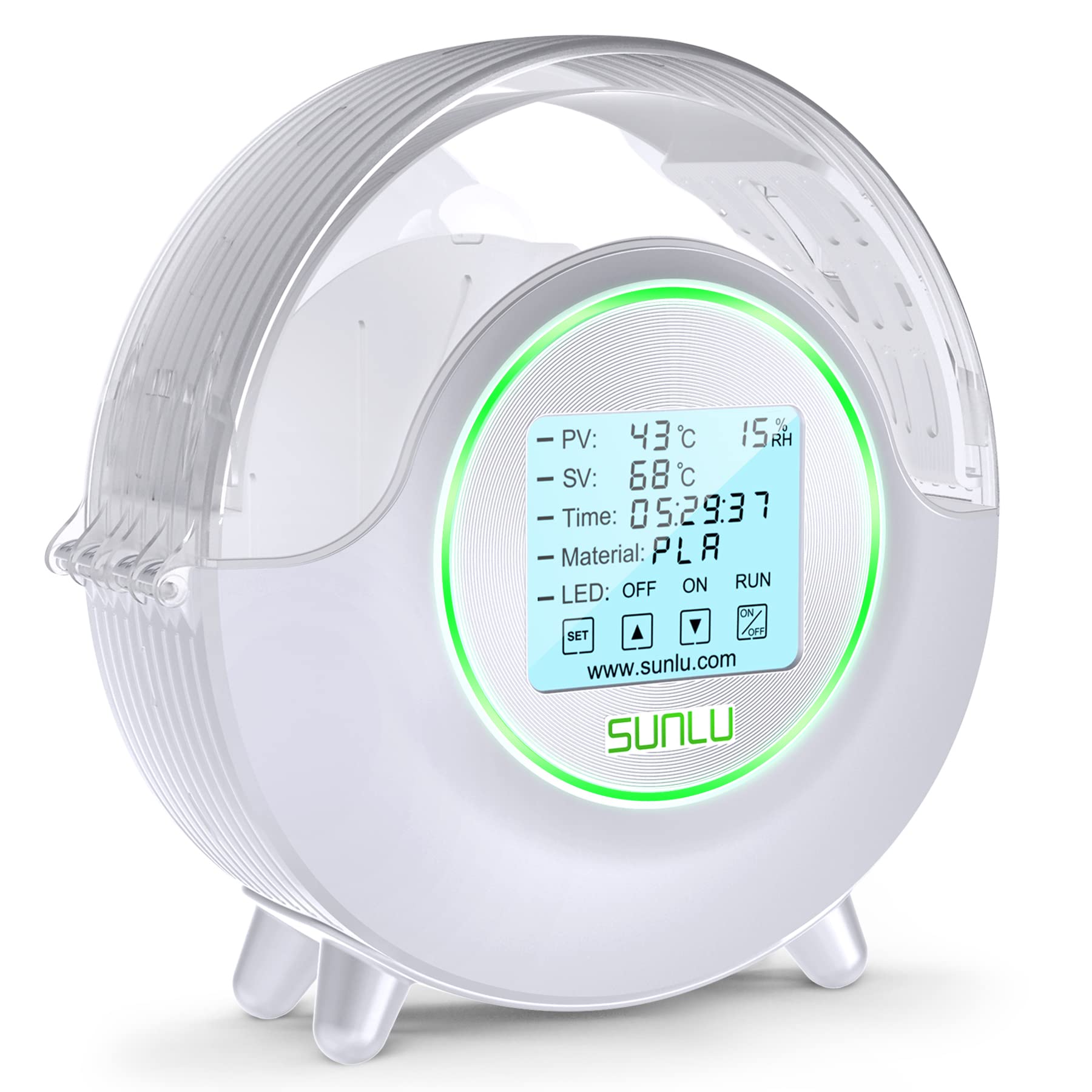 SUNLU Official Filament Dryer S2 Plus, 70℃ Max Temperature, Built-in Circulation Fan, 3D Printer Filament Storage Box Filament Dehydrator, Nylon TPU PLA PETG ABS 3D Printer Filament Dryer Box, White