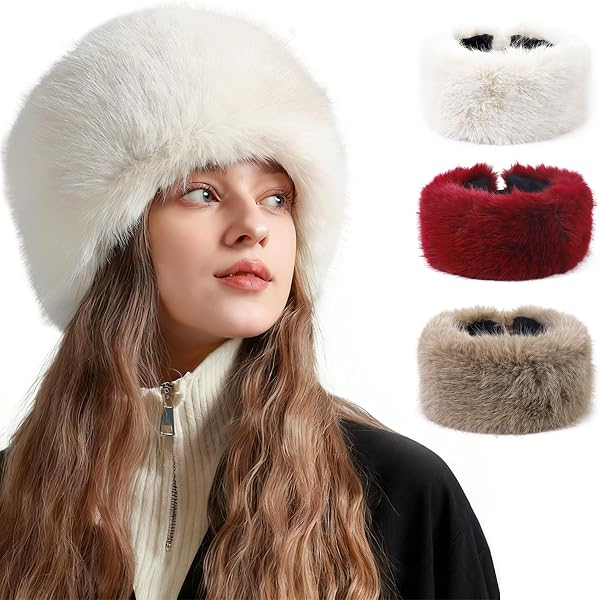 Rex Rabbit Fur Knitted Headband - Winter Ear Warmer & Neck Scarf, Cream Color One Size Fits Most