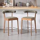 DUOMAY Modern Chenille Counter Stools Set of 2, Upgholstered 27" Seat Height Low Bar Stools with Solid Wood Legs Mid Century 