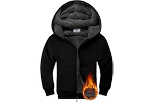 ONEDOG Boys Fleece Jacket Sherpa Lined Zip Up Hoodie Casual Long Sleeve Sweatshirt Warm Jacket 6-15Years (Girls/Kids)