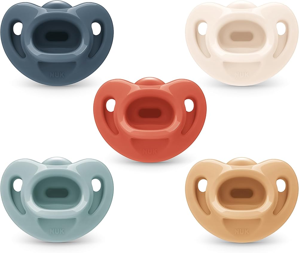 NUK Timeless Comfy Pacifier | 100% Silicone, One-Piece Design | BPA-Free, Gentle on Baby’s Skin | 5-Pack, for 0-6M