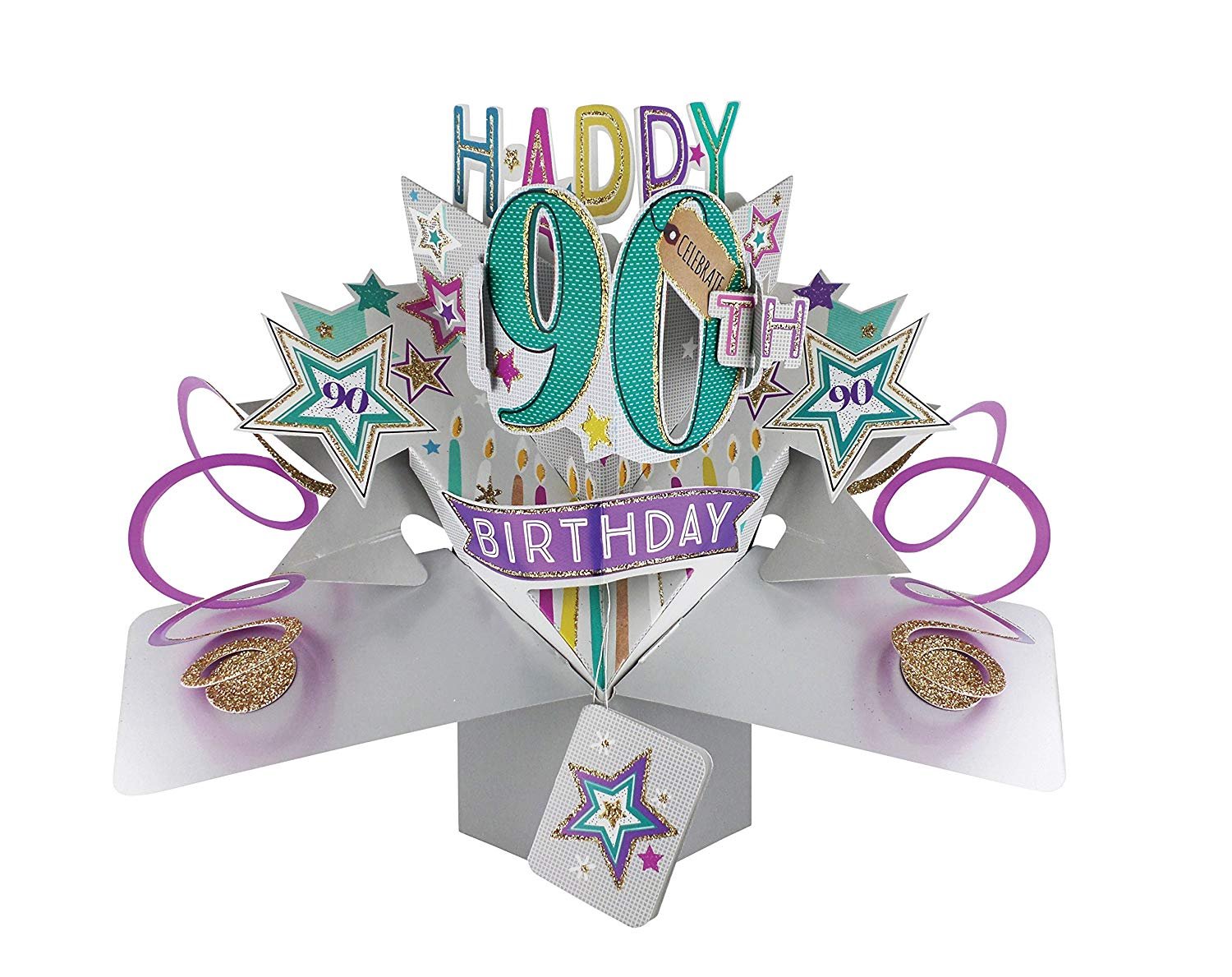 Happy 90th Birthday Pop-Up Greeting Card Original Second Nature 3D Pop Up Cards