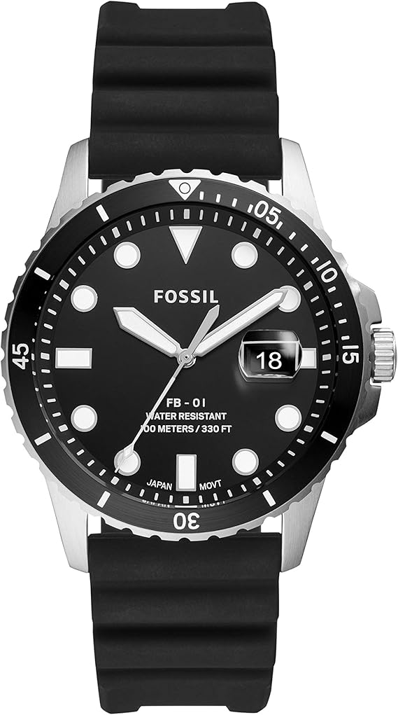 fossil black silicone watch