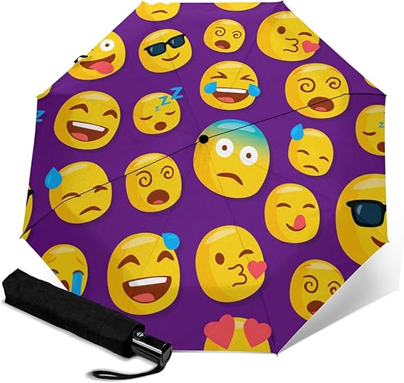 Amazon Co Jp 傘 レインウェア 折りたたみ傘 軽量 絵文字パターン 紫の背景デザイン 晴雨兼用 耐風構造 高耐久度 超撥水 梅雨対策 収納ポーチ付き 母の日 服 ファッション小物