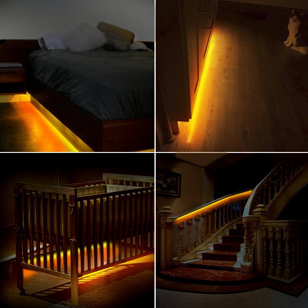 LED Strip Bed Lights，Flexible LED Strip Motion Sensor Night Light