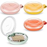 Kigley 4 Pcs Hair Tie Container Cotton Swab Holder Travel Hair Tie Holder Clip Flosser Dispenser Hair Accessories Organizer Box with Lid Portable Hanging Small Items Desktop Travel Storage