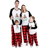 Onancehim Matching Christmas Pajamas Set for Family, Holiday Cute Letter Printed Pjs Xmas Pajama Sleepwear Set for Couples