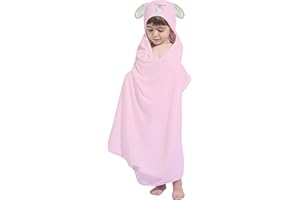 HIPHOP PANDA Hooded Towel for Kids - Viscose Derived from Bamboo, 30 X 50 INCH Large Size for 3-10 Yrs - Premium Kids Bath Towel Beach Towels Wrap for Girls, Boys, Pink Rabbit