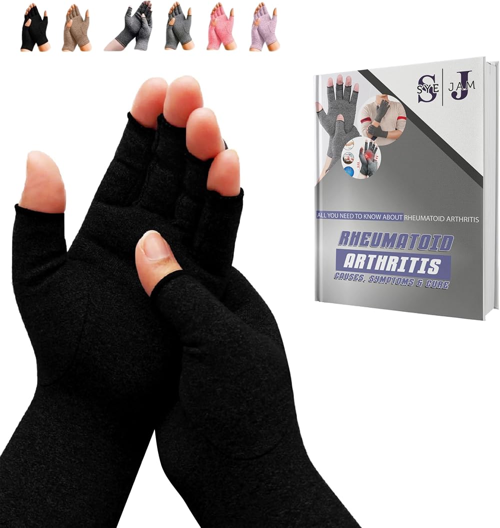 SyeJam Arthritis Gloves Fingerless Black Medium 1 Pair