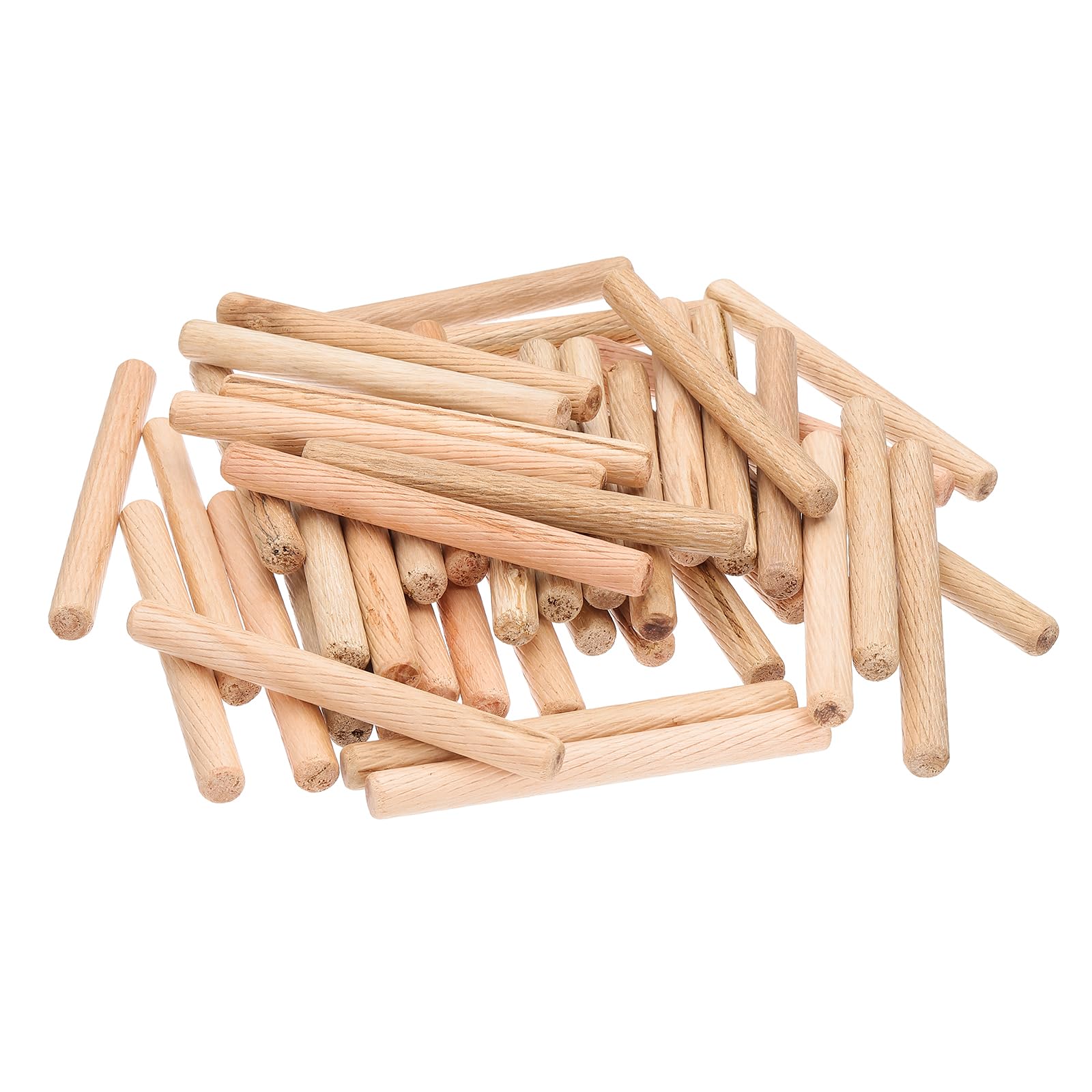 PATIKIL 2/5 Wooden Dowel Pins, 144 Pcs M10x100mm Wood Dowel Pins Hardwood Pegs Fluted Groove Easy Insertion for Crafts Furniture Door Art