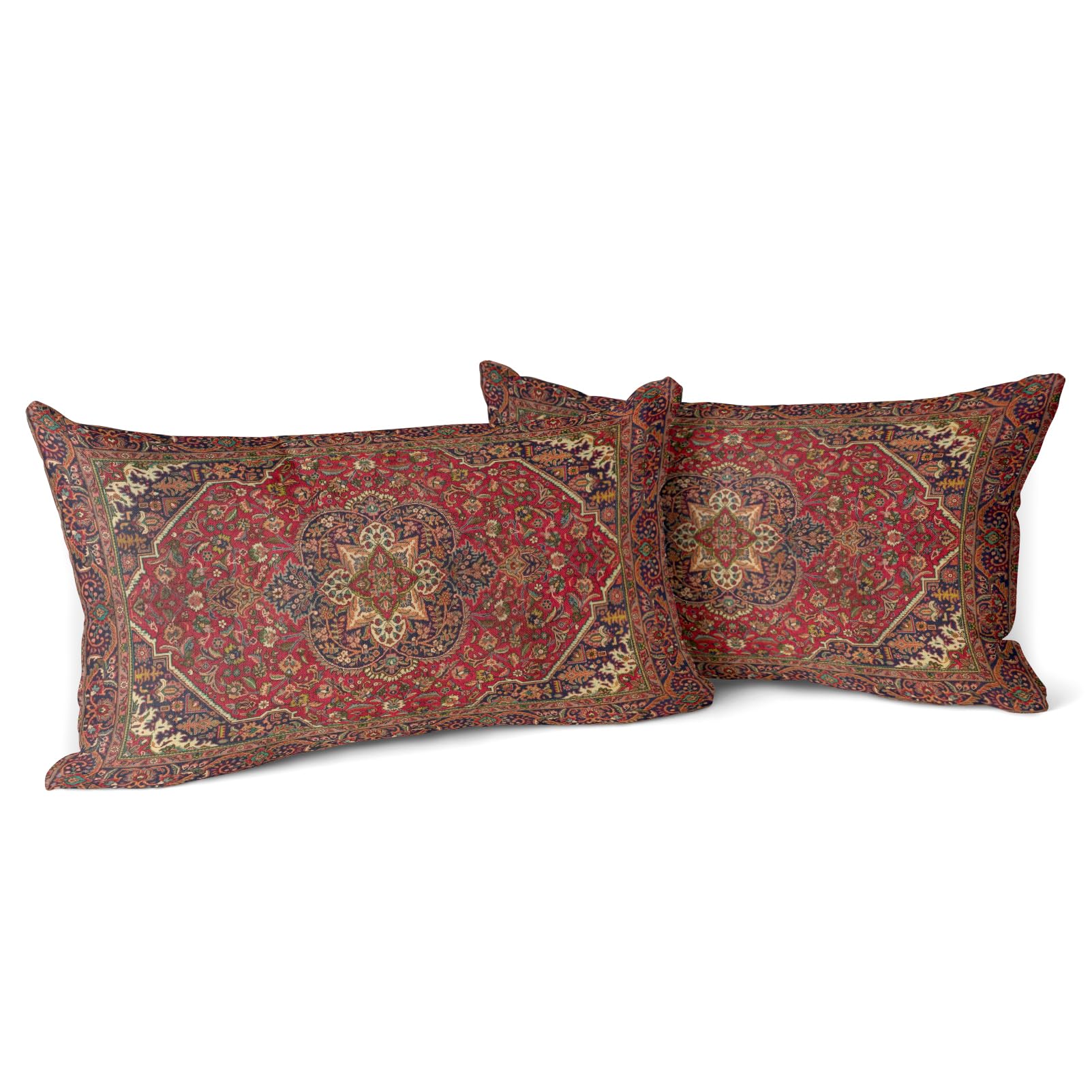 Snylcce Boho Throw Pillow Covers Set of 2 Maroon Antique & Vintage Design, Double-Sided Pattern 30x50 cm Soft Cushion Covers for Garden Couch, Sofa, Bed - Decorative 12x20 Inch Pillowcases