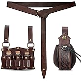 IncreDecor Renaissance Accessories with Renaissance Belt Medieval Embossed Belt Pouch Leather Bracers for Halloween Cosplay