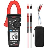 Digital Clamp Meter Multimeter, TRMS 6000 Counts 600A Current Amp Volt Meter, Auto-Ranging Voltage Tester Measures AC DC Current Voltage Resistance Capacitance Temperature Diodes Continuity NCV