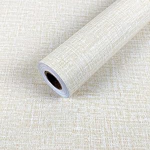 Yancorp Faux Grasscloth Peel Stick Wallpaper Fabric Self-Adhesive Paper Linen Fireaplace Kitchen Backsplash Wall Stickers Door Sticker Counter Top Liners (Cream)
