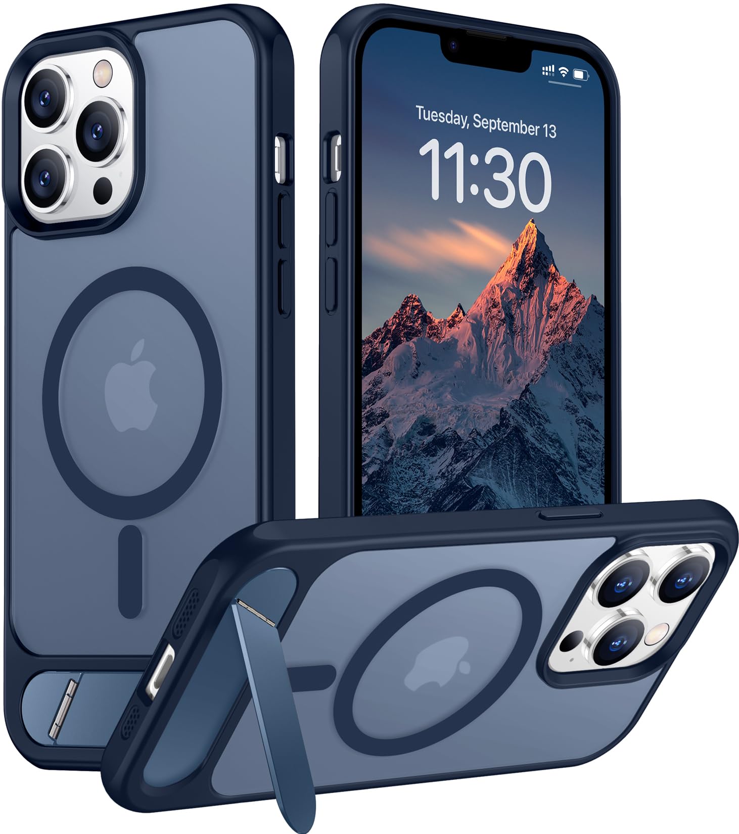 Photo 1 of Temdan Magnetic Compatible with iPhone 13 Pro Case, [Built-in Invisible Kickstand][Compatible with MagSafe] [Military Grade Shockproof] Slim Translucent Matte Phone Case for iPhone 13 Pro 6.1"