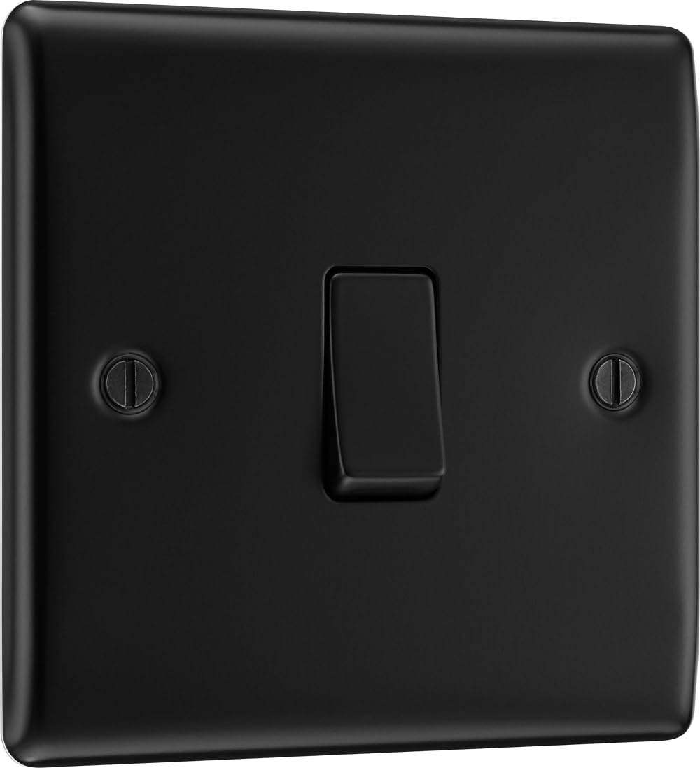 BG Electrical Nexus Metal Matt Black Single 2 Way Light Switch 20A NFB12