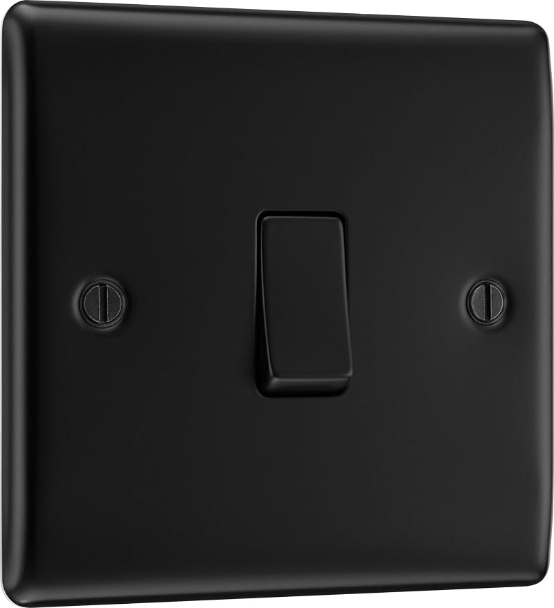 BG Electrical Nexus Metal Matt Black Single 2 Way Light Switch 20A NFB12