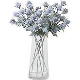 TBUY ROSE 3 Pack Artificial Thistle Flowers Eryngiums Faux Plants Floral Tree Picks Christmas Greenery Picks and Sprays for Garden Wedding Prom Party Bouquet Floral Arrangement (Blue)