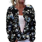 domirica Floral Sweaters for Women Open Front Cardigan Chunky Long Sleeve Plus Size Button Up Fall Trendy Tunic Blouse