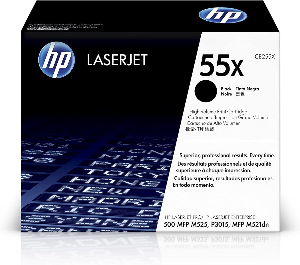 HP CE255X 55X High Yield Black Original LaserJet Toner Cartridge 12500 Pages