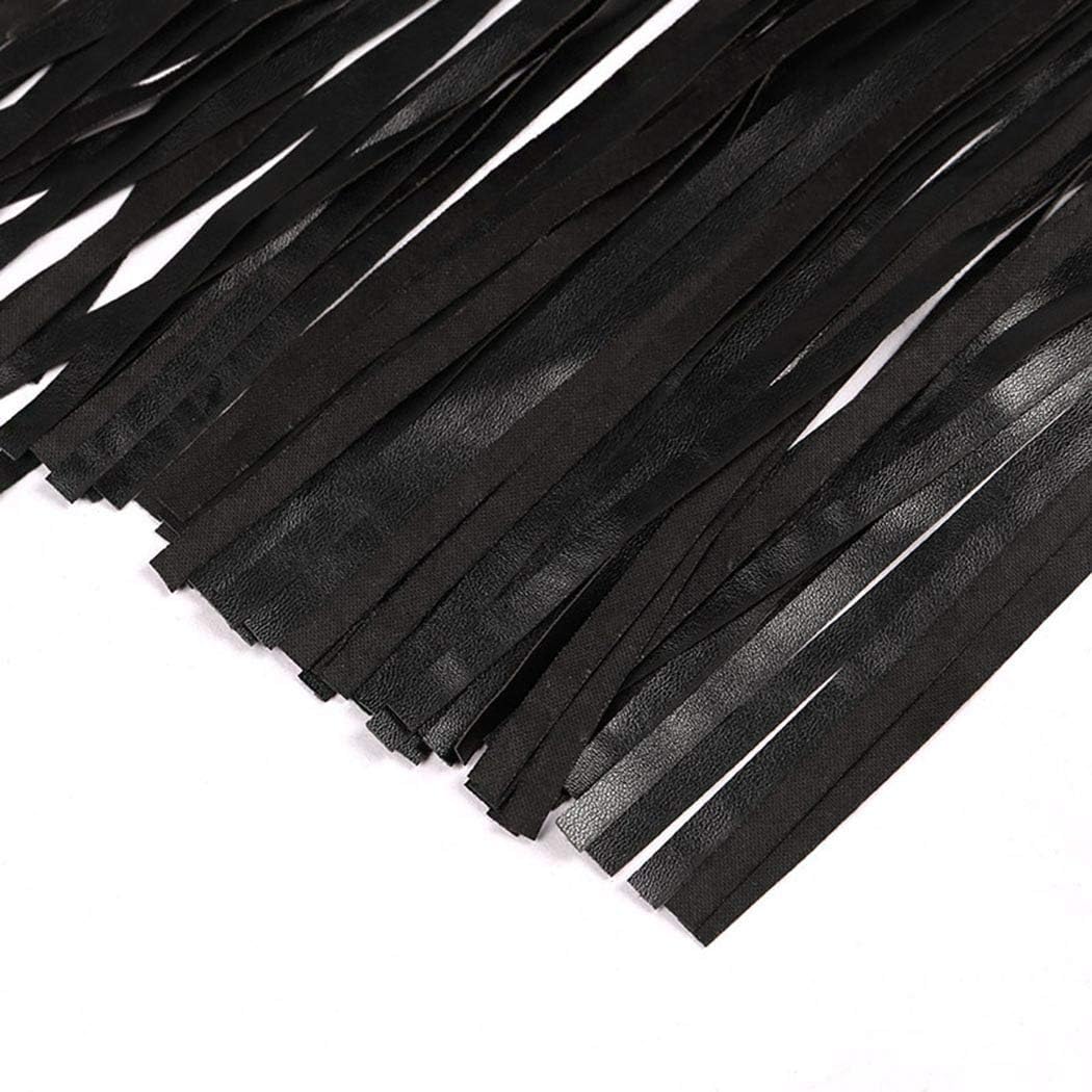 Victray Leather Black Skirts Tassel Waist Chain Belts Punk Waist Body Accessory Festival Costume for Women and Girls: Clothing
