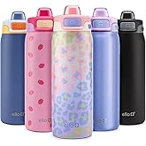 Ello Pop & Fill 18oz Stainless Steel Kids Water Bottle with Quick Fill Lid | Vacuum Insulated BPA Free Bottle with Leak Proof Straw and Chug Lid, Dishwasher Safe, Gift For Kids Teens, Cheetah