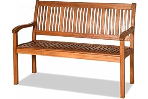 COSTWAY Wooden Bench Outdoor, Curved Armrest & Backrest, Sturdy Outdoor Wood Bench for Garden, Park & Porch, 25" D x 50" W x 