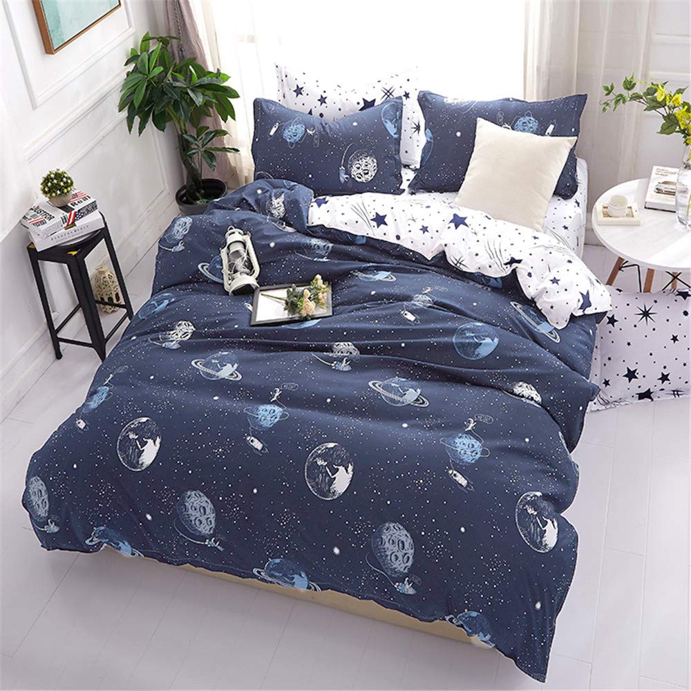 JQWUPUP Duvet Cover Set with Zipper Closure, Galaxy Planet Bedding Quilt Cover Set for Teen Kids Boys Girls Adult, Durable Microfiber (Double, Universe) — image 1