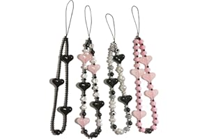 cioatu 4 Pieces Cute Phone Charms Beaded Phone Strap Aesthetic Y2K CellPhone Keychain Cute Bear Butterfly Heart Cool PhoneCharm for Bag Keychain Airpods Camera Pendants Decor