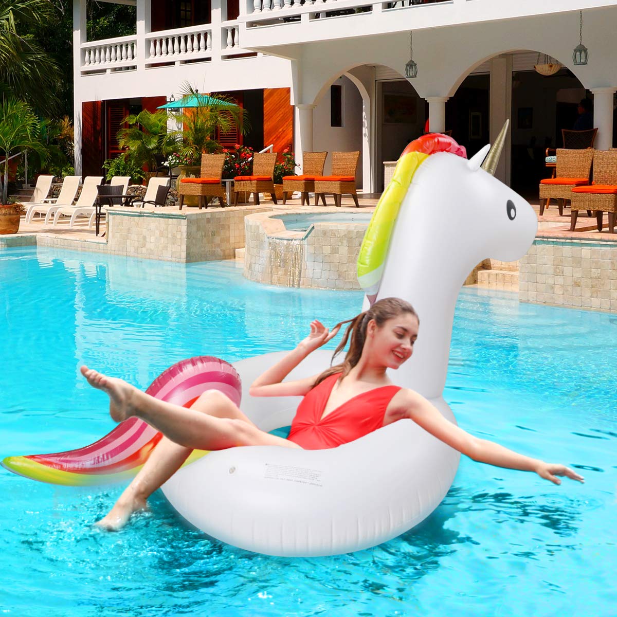 Keenstone Pool Floats Inflatable Unicorn Tube, Pool Float, Fun Beach Floaties, Swim Party Toys, Summer Pool Outdoor Pool Toys Float Raft Lounge for Adults & Kids