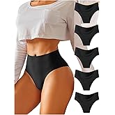 OYOANGLE Women's 5-Pack Seamless Underwear Sexy No Show Panties High Rise Moisture Wicking Breathable Underwear Briefs