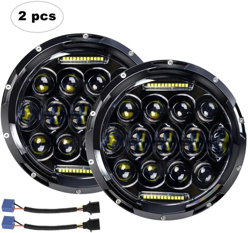 7 Inch Round Black Hi/Lo Beam Projector Headlight LED Headlight with DRL Jeep Wrangler CJ-5 CJ-7 1997-2017 TJ LJ JK JKU Rubicon Sahara Hummer