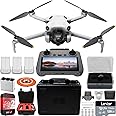 DJI Mini 4 Pro Folding Drone with RC 2 Remote (With Screen) Fly More Combo, 4K HDR Video Camera, Under 249g, 3 Batteries Bundle with Deco Gear Custom Hard Case + Wide Angle Lens & Accessories