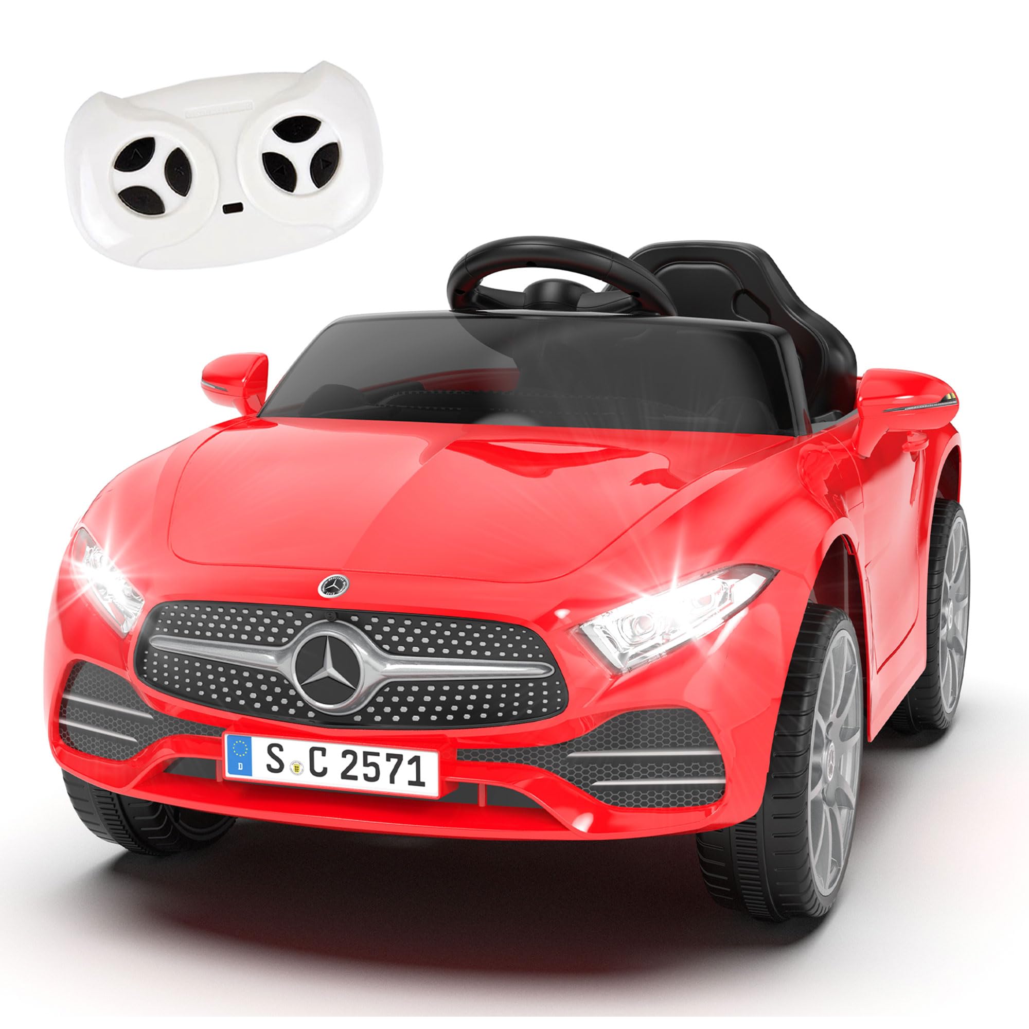 Fillfulfun Licensed Mercedes-Benz CLS 350 12V Ride On Car Truck for Kids, Ride on Toys for Toddlers w/Parent Control, Spring Suspension, Power Wheels for Girls w/Bluetooth, Music, LED Lights (Red)