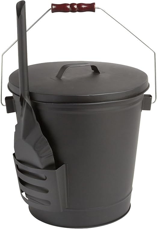 Amazon Com Black Steel Ash Bucket With Shovel For Fireplace Or
