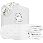 Threadmill Luxury Cotton Blankets for Queen Size Bed | All-Season 100% Cotton Queen Size Blanket | Criss Cross Jacquard Cozy Lightweight, Soft Breathable Coverlet fits Full Size Bed, 90x92 | White
