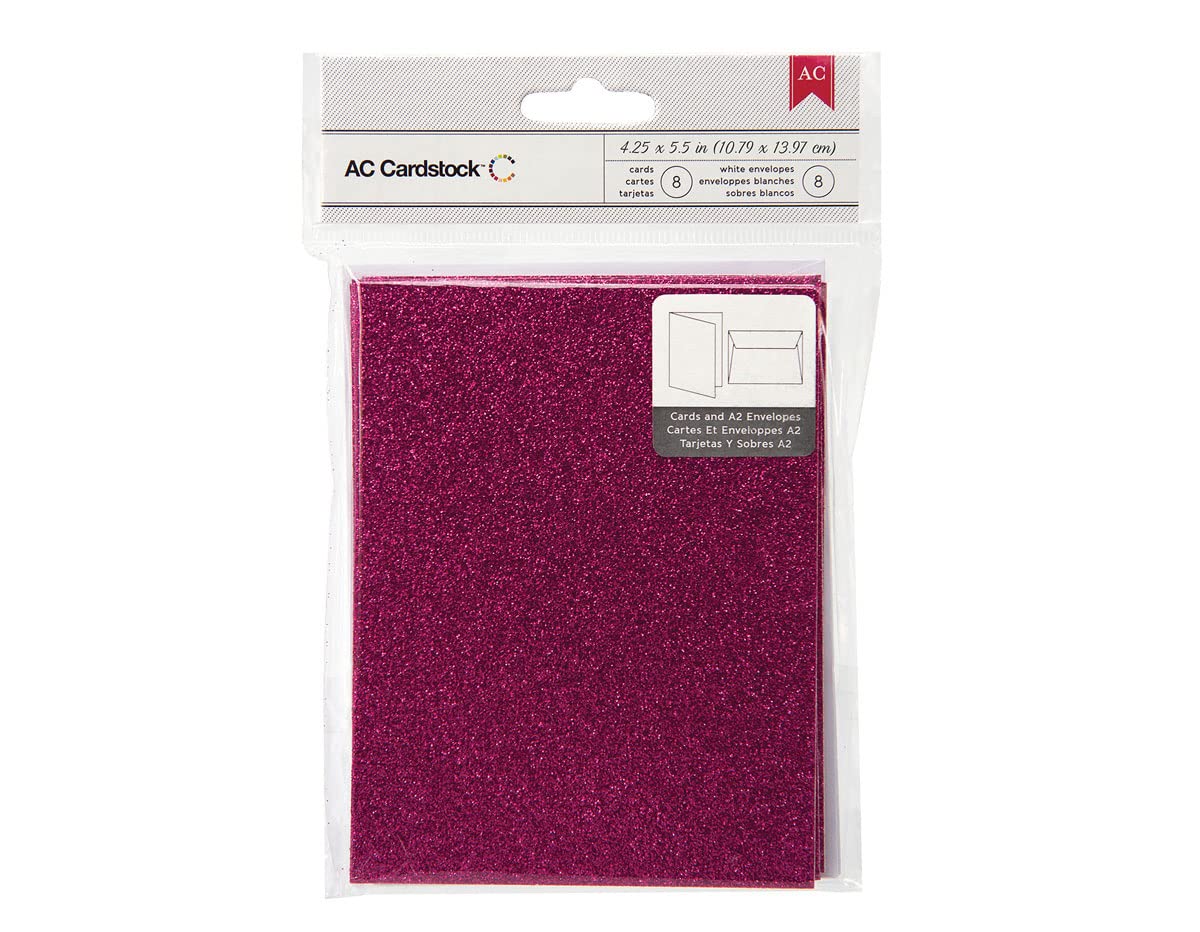 American Crafts Glitter Cards and A7 Envelopes for Scrapbooking, 4.25 by 5.5-Inch, Taffy