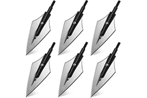 6/12pcs Screw in Arrowheads Stainless Steel Archery Arrow Tips Fixed Blade Arrows Heads Archery broadheads for Hunting or Sho