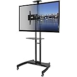 Kanto Mobile TV Stand with Adjustable shelf and flat screen mount &ndash; Fits 37&Prime; to 65&Prime; Monitors &ndash; Black