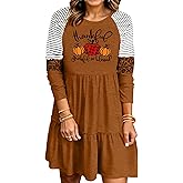 Thanksgiving Dresses for Women Thankful Grateful Blessed Tank Dresses Thanksgiving Pumpkin Tshirts Long Sleeves Tops