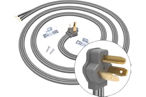 TOPDC 3 Prong Dryer Cord, 30 AMP Appliance Power Cord 10 Feet, 3 Wires with O Ring Terminal Connectors, 100% Pure Copper Wire