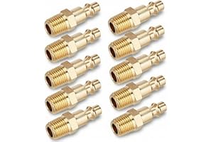 10 Pcs Brass 1/4 Inch NPT Male Industrial Quick Connect Air Hose Fittings, Air Coupler and Plug Kit, Air Compressor Fittings