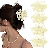 CURASA Christmas Snowflake Hair Claw Clips 4PCS White Winter Hairclips For Women Girls Xmas No Slip Strong Hold Hair Accessories For Styling Cute Decorative Hair Claws Holiday Party Gifts